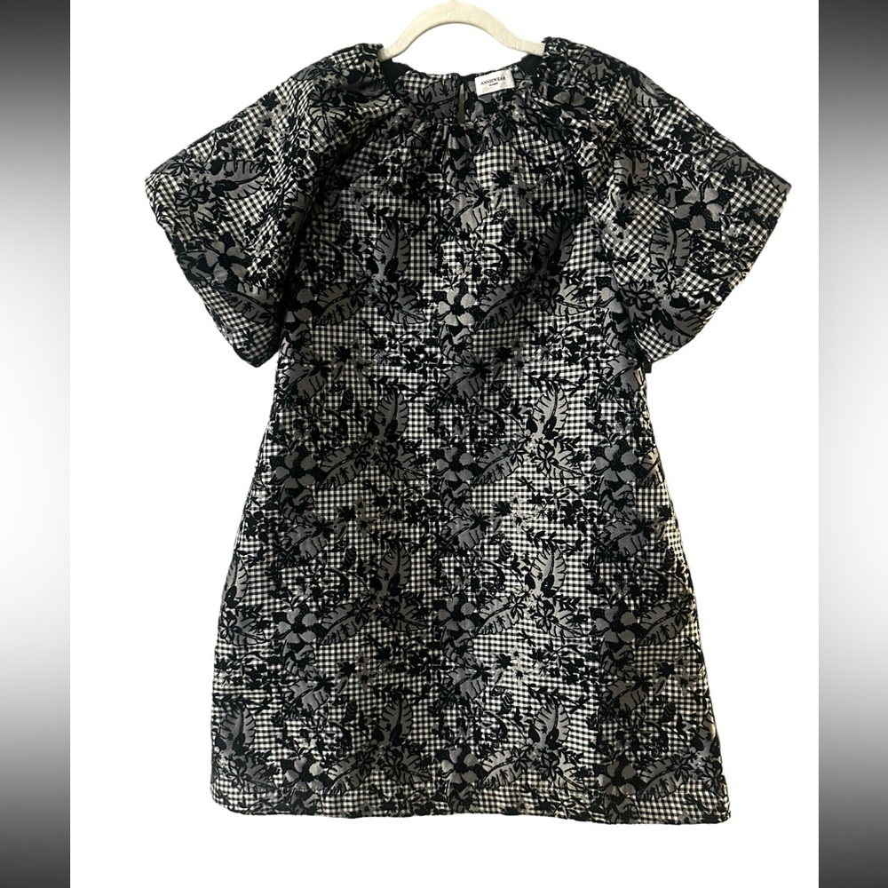 Anniewear vintage style shift dress with pockets size m gingham gray and black